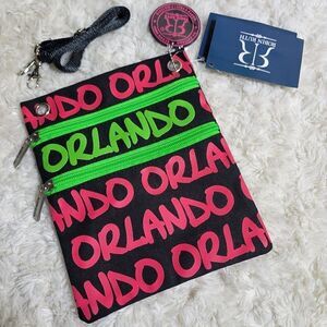 Robin Ruth Orlando Small Black Canvas Neck Purse Crossbody Purse Bag